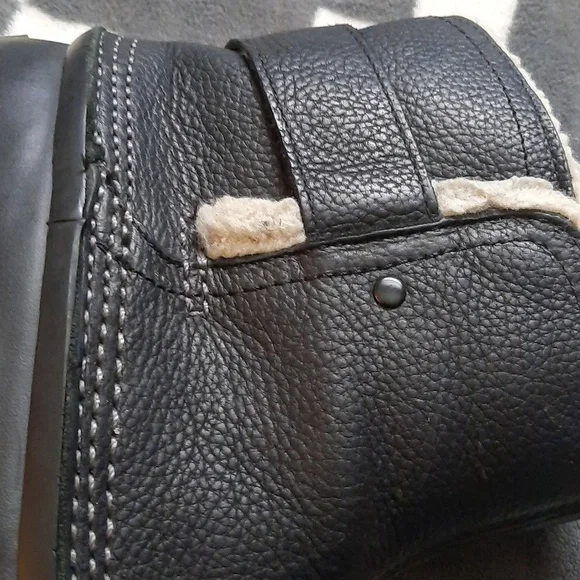 Sorel Black Leather Ankle Rubber Sherpa Lined Boots NL2135-010 Size 9 - Picture 9 of 16